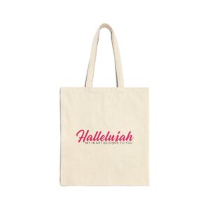 Hallelujah - Cotton Canvas Tote Bag (Pink on White)